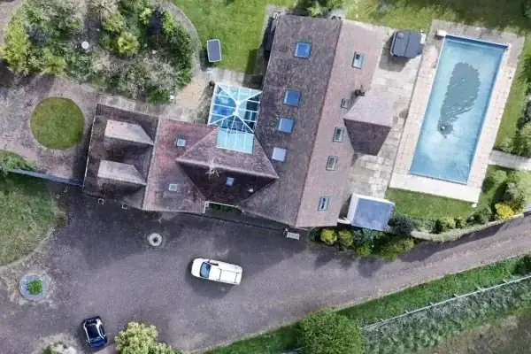 Roof cleaning in progress